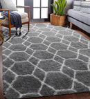 ONASAR Area Rugs for Bedroom Living Room, Washable 4x6 Fluffy Grey and White Floor Rug, Shaggy Geometric Soft Plush Fuzzy Carpet for Nursery Teen Playroom Dorm Office Home Decor Aesthetic by TinyTreasures Baby Boutique
