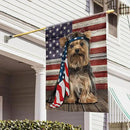 Patriot American Dog Flags - Charming Yorkshire Terrier Dog Double Sided Flag - 4th Of July Decorations for Home, Outside, House Flag 30x40 Heavy Duty Canvas, Decorative Indoor Outdoor Flag by GreenHaven Gardens