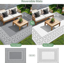 GENIMO Outdoor Rug Waterproof Area 10'x14' for Patio, Foldable Reversible Plastic Straw Carpet for Travel Trailers, Outside Mat for Rv, Deck, Picnic, Porch, Camper, Balcony, Beach, Grey & White by CozyNest Decor