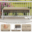 Tangkulka Outdoor Ottoman, Patio Rattan Heavy Duty Wicker Footrest with Soft Cushion & Metal Frame, Extra Seating, for Porch, Backyard, Lawn and Poolside (1) by CozyNest Decor