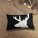 Lumbar Pillow Covers 12x20 Inches Black Decorative Cotton Linen Deer HeadThrow Lumbar Waist Embroidered Cushions Covers for Couch Sofa Bedroom by CozyNest Decor