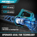 HEINRPO Cordless Leaf Blower Compatible with Makita 18V Battery (Bare Tool) 400CFM Electric Leaf Blower Cordless, Variable Speed, Turbo Mode, Handheld Battery Powered Leaf blowers for Lawn Care by GreenHaven Gardens