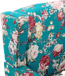 UIXE High Back Floral Accent Chair, Upholstered Armchair in Fabric, Retro Printed Wingback Arm Chair for Living Room, Nailhead Trim Single Sofa Bedroom Reading Seat - Peacock Blue by CozyNest Decor
