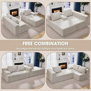 Hobestluk 96“ Modular Sectional Sofa Couches L-Shape Couch 3 Seat Modular Sofa Sectional Couches for Living Room, Cloud Couch with Oversized Chaise (Greygreen, Checked (Right Facing Chaise)) by CozyNest Decor