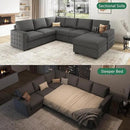 HONBAY Sectional Sleeper Sofa with Pull Out Bed U-Shape Sectional Couch Sleeper Bed with Storage Chaise 6 Seater, Light Grey by CozyNest Decor