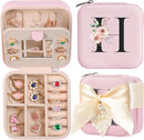 AYGXU Travel Jewelry Box for Women and Girls - Small Case With Initial A-Z - Teacher Gifts by TinyTreasures Baby Boutique