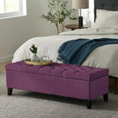 Christopher Knight Home Gloust Velvet Storage Ottoman, Upholstered Rectangular Storage Bench, Living Room Seating, Tufted BottonFoot Rest Stool for Home Office, Entryway and Bedroom, Purple by CozyNest Decor