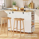 Kitchen Island with Drop Leaf & Power Outlet, Rolling Kitchen Island on Wheels with Trash Can Storage, Island Table Bar Cart with Spice Rack, Towel Rack, Drawers, Mobile Kitchen Carts on Wheels by CozyNest Decor