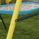 Outsunny 440 lbs Swing Set for Backyard, 5 in 1 Heavy-Duty A-Frame Stand Outdoor Playset for Kids, with Saucer Swing, Slide, Swing Seats, Gym Rings, Basketball Hoop, Climbing Steps and Net by TinyTreasures Baby Boutique