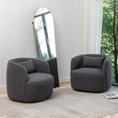 KINWELL 34" Wide Boucle Swivel Barrel Chairs Set of 2, No Assembly Round Upholstered Armchairs Accent Chairs Single Sofa Chair with Toss Pillow for Living Room and Bedroom, Dark Grey by CozyNest Decor