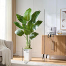 Lifelike Bird of Paradise Silk Artificial Plant Faux Banana Leaf Tree for Home Decor - Perfect Indoor Floor Plant with 9 Trunks (1, White Tall Planter, 5 FT) by CozyNest Decor