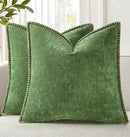 decorUhome Fall Chenille Soft Throw Pillow Covers 24x24 Set of 2, Farmhouse Velvet Neutral Decorative Euro Pillow Covers with Stitched Edge for Couch Sofa Bed Home Decor, Forest Elf by CozyNest Decor