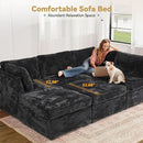 Modular Sectional Sofa with Chaise U Shaped Sectional Couch for Living Room, 8-Seater Comfy Cloud Couches with One Movable Ottoman, Plush Corduroy, Black by CozyNest Decor