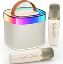 YLL Karaoke Machine for Adults Kids, Portable Bluetooth Karokee Speaker with 2 Wireless Microphones,Singing Karaoke Machine Built-in LED Lights for Birthday Gifts, Family Home Party(Beige) by TinyTreasures Baby Boutique