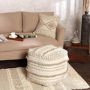 REDEARTH · Tufted Pouf Ottoman with Filler Textured Storage Cube Bean Bag Pouffe Footrest for Living Room, Bedroom, Nursery, Kidsroom; 100% Cotton (17.5"X17.5"X17.5", Geometric Craft Taupe) by CozyNest Decor