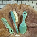 3 Piece Baby Hair Brush & Comb Set for Newborns- Soft Goat Bristle Hair-Brush, Silicone Bath Brush and Plastic Comb for Infant, Toddler, Kids - Baby by TinyTreasures Baby Boutique