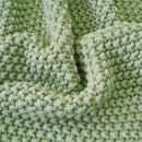 Chunky Cable Knit Throw Blanket Lightweight Light Green 100% Organic Cotton Blanket for Sofa Couch Bed Baby Nursery, Rustic Shabby Chic Modern Farmhouse, 51” x 63” Bonus Laundering Bag by CozyNest Decor