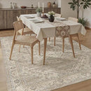 DCX Machine Washable Brown and Beige Area Rug 5x7, Non Slip Stain Resistant Vintage Floral Rug for Living Room Bedroom Nursery, Soft Low Pile Large Carpet by CozyNest Decor