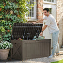 Greesum 120 Gallon Deck Box, Resin Outdoor Storage Container for Patio Furniture, Garden Tools, Pool Accessories, Weatherproof, Lockable, Coffee by GreenHaven Gardens