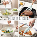 Country Kitchen Non Stick Silicone Utensil Set with Rounded Wood Handles for Cooking and Baking, 38 Piece Set, Mint by CozyNest Decor