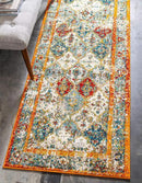 Unique Loom Rosso Collection Vintage, Traditional, Bohemian, Geometric, Distressed, Southwestern Area Rug (2' 7 x 10' 0 Runner, Beige/Orange) by CozyNest Decor