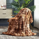 Cozy Bliss Faux Fur Throw Blanket for Couch, Fuzzy Soft Plush Thick Bubble Blanket for Sofa Bedroom Living Room, 50 * 60 Inches Tie Dye Brown by CozyNest Decor