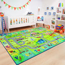 Chicrug 4x6 Car Road Area Rug for Kids Playroom Bedroom, Non Slip Low Pile Washable ABC Alphabet Carpet for Classroom, City Track Play Mat for Toddler Children Nursery Baby Room Decor, Green by TinyTreasures Baby Boutique