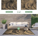 GENIMO Outdoor Rug 5' x 8' Waterproof for Patio Clearance, Reversible Plastic Straw Camping Carpet, Lightweight Mats for Rv, Backyard, Deck, Porch, Picnic, Beach, Balcony, Black & Brown by CozyNest Decor