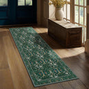Joydeco Washable Runner Rug Non Slip, Floral Kitchen Carpet Runner 2x6, Soft Low-Pile Botanical Forest Indoor Floor Door Mat for Hallway Bathroom Entryway Laundry Room, Dark Green by TinyTreasures Baby Boutique