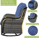 Outdoor Wicker Patio Furniture Set - 5 Piece Rattan Patio Conversation Set with 2 Rocking Swivel Chairs,2 Ottomans and 1 Loveseat for Porch Deck Backyard Garden(Mixed Grey/Blue) by GreenHaven Gardens