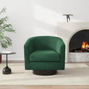 Swivel Barrel Accent Chair, Modern Round Corduroy Fabric Arm Chair for Living Room, Bedroom, Comfy Club Reading Chairs for Adults, Corduroy Dark Green by CozyNest Decor