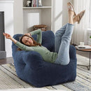 Recaceik Bean Bag Chairs, Tufted Soft Stuffed Bean Bag Chair with Filler, Fluffy Lazy Sofa, Imperial Lounger Giant Bean Bag Chair for Bedroom, Living Room, Blue, Large by CozyNest Decor