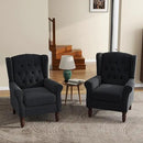 UIXE High Back Accent Chairs Set of 2, Upholstered Armchair in Fabric, Retro Wingback Arm Chair for Living Room, Comfy Single Sofa Bedroom Reading Seat with Solid Wood Legs - Black Blue by CozyNest Decor