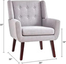 HUIMO Accent Chair Living Room Chair, Upholstered Button Tufted Armchair, Linen Fabric Sofa Chairs for Bedroom, Living Room, Mid Century Modern Comfy Reading Chair (Light Grey) by CozyNest Decor