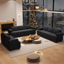 3 Pieces Corduroy Couch Set for Living Room, 8 Seats Cloud Sofa, Deep Seat Floor Couch for Bedroom, Futon Modern Sofa Sectional Bed, Black Corduroy by CozyNest Decor