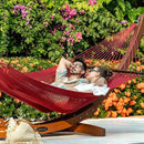 Lazy Daze Hammocks 10.5 FT Double 2 Person Caribbean Rope Hammock, Hand Woven Polyester Hammock with Spreader Bars, for Outside Outdoor Backyard Patio Poolside,450 LBS Capacity,Red by GreenHaven Gardens