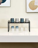 Nxconsu Cabinet Shelf Expandable Height Adjustable Organizer Riser for Kitchen Cabinet Pantry Cupboard Under Sink Countertop Organization Storage Space Saver Stackable Heavy Duty Metal Black by CozyNest Decor
