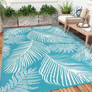 Pauwer Waterproof Outdoor Rug 9x12, Reversible Plastic Straw Patio Camping Rug, Indoor Outdoor RV Mat Carpet for Deck, Camper, Porch, Balcony, Backyard, Picnic, Leaf Teal by GreenHaven Gardens