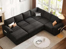 108 Inch Modular Sectional Sofa with Pull Out Bed,U Shaped 7 Seat Sectional Sleeper Sofa with Storage,Sectional Couches for Living Room,Cloud Modular Couch,Removable Sofa Cover,Black by CozyNest Decor