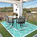 GENIMO 6' x 9' Outdoor Rug Waterproof for Patio Decor, Reversible Plastic Straw Area Mats Carpet for Camper Clearance, Outside Carpet for Rv, Deck, Porch, Beach, Balcony, Aqua Blue & White by CozyNest Decor