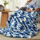 Amélie Home Chunky Knit Throw Blanket for Couch, Soft Chenille Crochet Blanket for Sofa, 50"x60", Space-Dyed Blue by CozyNest Decor