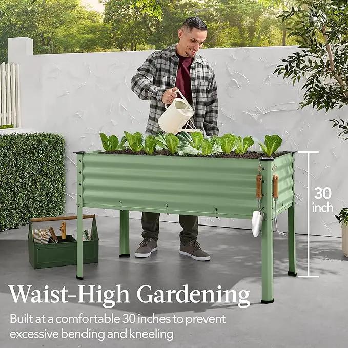 Best Choice Products 48x24x30in Galvanized Raised Garden Bed, Metal Elevated Planter Box, Vegetable Garden for Backyard, Patio, Balcony - Sage Green, photo 3 of 8