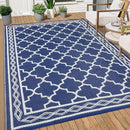 GAOMON Outdoor Rugs Patio Camping Waterproof Rug 6'x9' Plastic Straw Patio Rug Portable for Campers, Outside RVs Mat for Patios Clearance, Backyard Porch, Balcony, Navy/White(Geometric) by CozyNest Decor