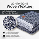 Gold Case Throw Blanket for Bed – 100% Recycled Turkish Cotton Bed Blanket – Decorative Throw Cotton Blankets for Living Room & Bedroom – Retro Navy Blue Woven Queen Blankets – 90x90 by CozyNest Decor