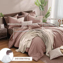 Monbix Queen Comforter Set - 7 Pieces Dusty Pink Cationic Dyeing Bed in a Bag Queen Bedding Sets with Sheets, Pillowcases & Shams, Reversible Bedding Comforters by CozyNest Decor