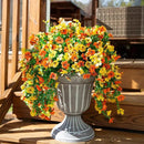 INSPRING Artificial Flowers for Outdoors Fake Mums Hanging Plants Decor, 2Pcs Silk Daisy with Eucalyptus UV Resistant Look Real Trailing Vines for Planter Front Door Patio Yard, OrangeYellow by CozyNest Decor