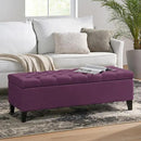 Christopher Knight Home Gloust Velvet Storage Ottoman, Upholstered Rectangular Storage Bench, Living Room Seating, Tufted BottonFoot Rest Stool for Home Office, Entryway and Bedroom, Purple by CozyNest Decor