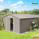 Outsunny 11' x 13' Outdoor Storage Shed, Garden Tool Metal Shed with Foundation Kit, Double Lockable Door, Air Vents and Sloping Roof, for Backyard, Patio, Lawn, Light Gray by GreenHaven Gardens