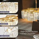 24.4“ Gold Semi Flush Mount Ceiling Light Fixtures, 6-Light Gold Modern Crystal Chandelier Height Adjustable Pendant Lighting for Bedroom Entryway Hallway Kitchen Island Living Room Foyer by CozyNest Decor