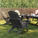 Adjustable Backrest Folding Adirondack Chair Set of 4, Adirondack Chair with Retractable Ottoman, Weather Resistant Fire Pit Chair with 2 Cup Holders, for Porch Backyard Outdoor Lawn, Black by GreenHaven Gardens